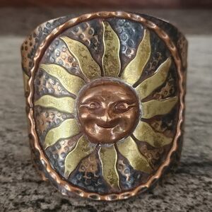 Massive Southwestern MCM Designer Cobre Mexico Copper Brass Cuff Bracelet